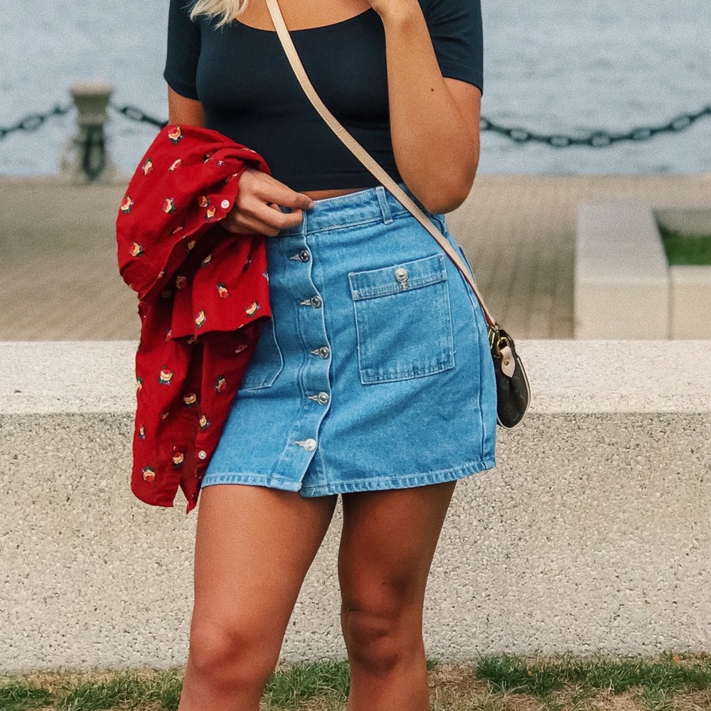 Pull&Bear A-line denim mini skirt